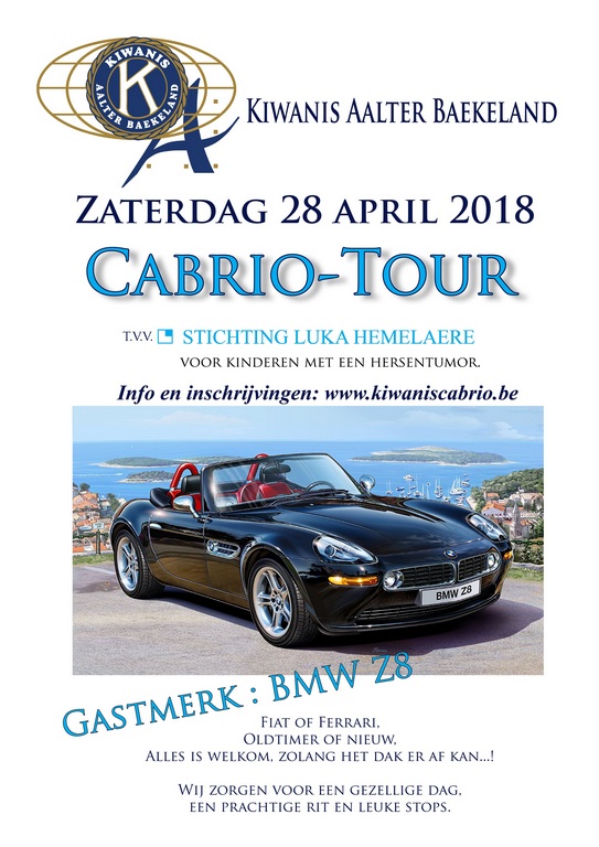 Op de kalender bij Kiwanis Aalter: 28.04.2018 » Cabriotour 2018